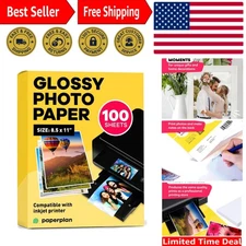 Glossy Photo Paper For Printer 8.5 x 11" - 100 Sheets - Works with Inkjet Pri...