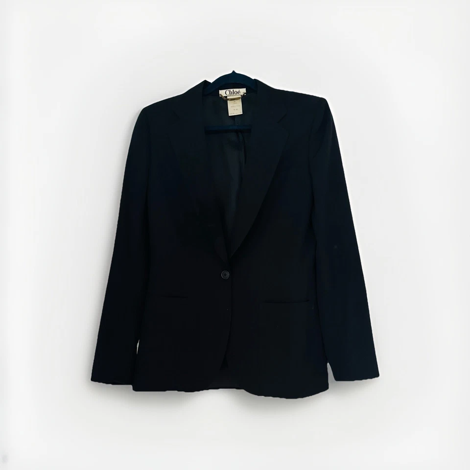 Blazer Chloé Vintage Negro Chaqueta A Medida Un Botón Talla T42 Hecho en Italia Foto 2 de 4