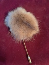 Vintage Mink Pin Fur Pom Pom Hat Lapel 4 Inch 