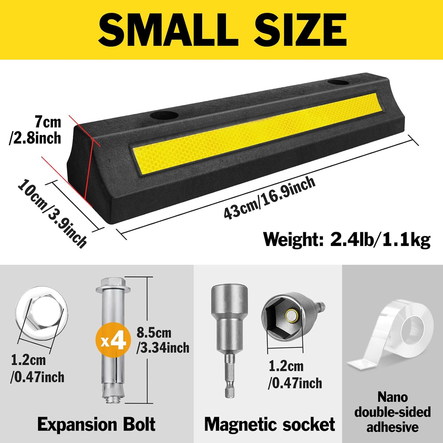 2 Pack Garage Parking Aid, 16.9'' Parking Stopper for Garage, Car Truck Curb Flo