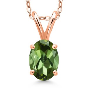 Authentic 7X5MM Oval Birthstone Pendant Necklace in 18K Rose Gold Plated Silver 18" Chain