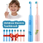 Electric Toothbrush for Kids Rotating Clean Teeth with 4 Soft Brush Heads IP67