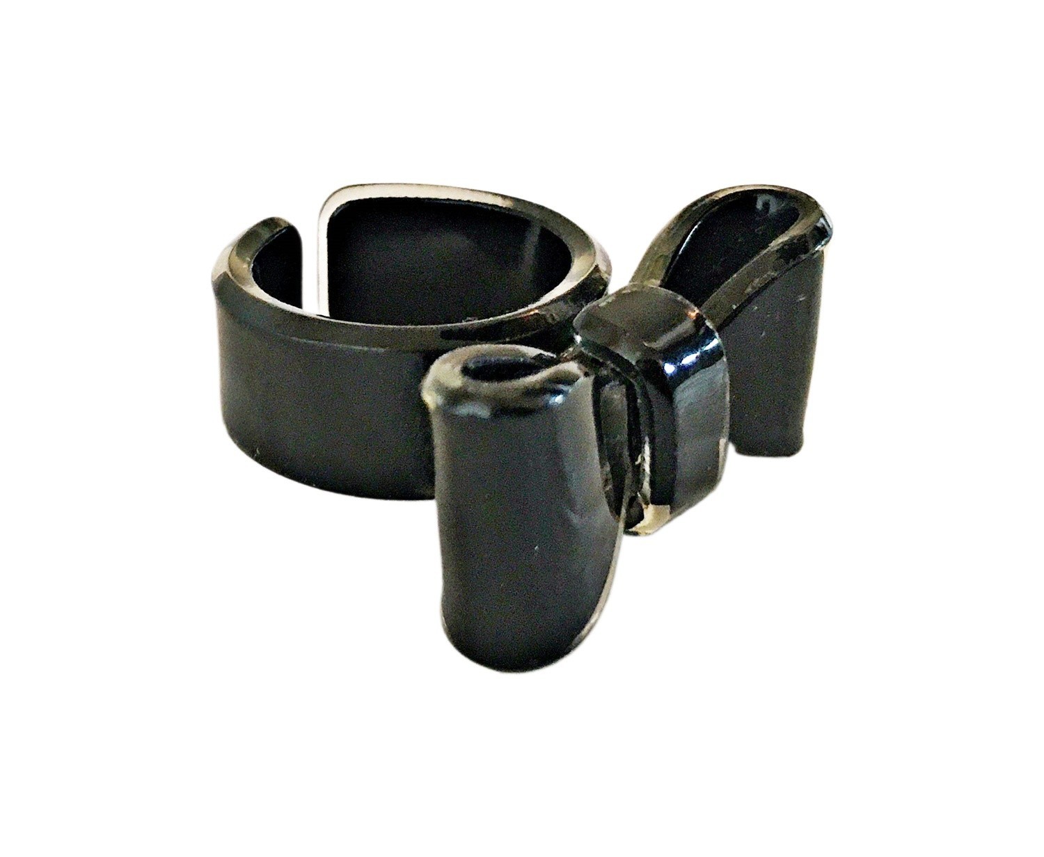 Chunky Black Bow Ring Large Funky Statement Rocka… - image 2