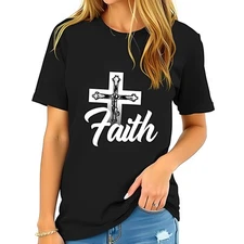 Stylish Black Cotton Short Sleeve T-Shirt with Ornate Cross -All-cotton