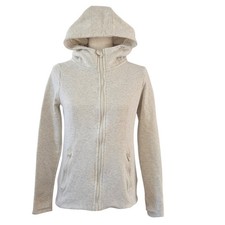 90 Degree by Reflex Women Hooded Jacket S Full Zip Activewear Heather Cream Gray