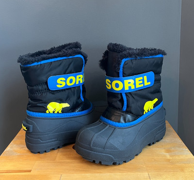 Sorel Kids Boys Black/Super Blue Snow Commander Boots US 13