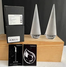 NEW! ORREFORS Crystal Santas PAIR (2) 7 ⅛” Tall Swedish Crystal