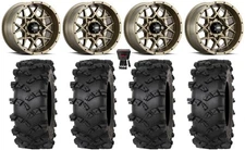 ITP Hurricane 14" Wheels Bronze 30" Outlaw M/T Tires Kawasaki Mule Pro FXT KRX