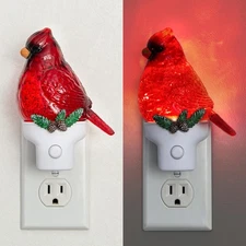 Christmas Cardinal Night Light with Swirling Glitter, Plug-in Wall Light with...
