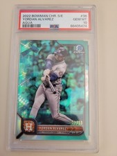 Yordan Alvarez 2022 Bowman Chrome Sapphire Aqua /99 PSA 10 Gem Mint Astros