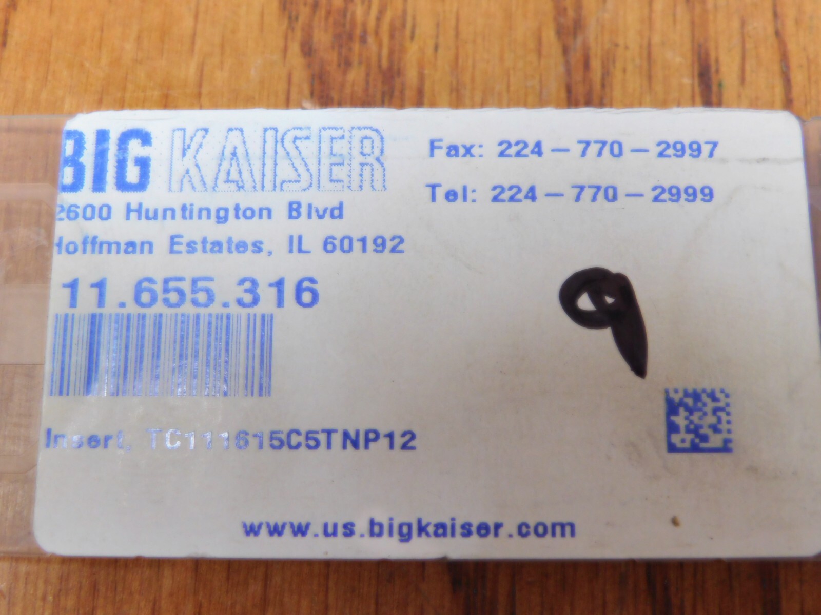 9 Big Kaiser 11.655.316 TC111615C5TNP12 Carbide Inserts