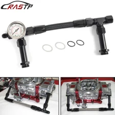 For Holley Carburetor 4150 Pressure Gauge AN8 Braided Dual Feed Carb Fuel Line
