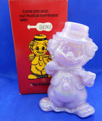 MOSSER ART SOLID GLASS ~ GENE THE FIDDLER CLOWN ~ PINK VIOLET CARNIVAL~ WITH BOX