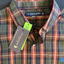 U.S. Polo Assn. Red Green Plaid Button Up Long Sleeve Shirt Size XL New NWT