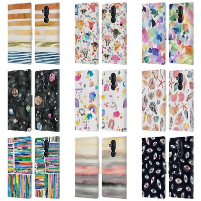 OFFICIAL NINOLA WATERCOLOR PATTERNS LEATHER BOOK WALLET CASE FOR NOKIA PHONES