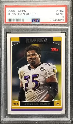 2006 Topps, PSA 9, JONATHAN OGDEN, #182, Baltimore Ravens, Mint, PSA 9, HOF