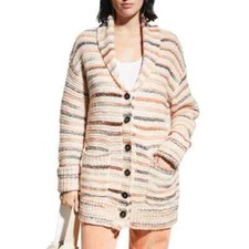 A.L.C. Willow Striped Cardigan shawl collar Dropped Shoulder Knit Wool Alpaca S