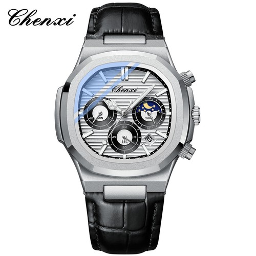CHENXI Men Watch Luminous Moon Phase Chronograph Quartz Steel Wristwatch Male - Picture 15 of 32