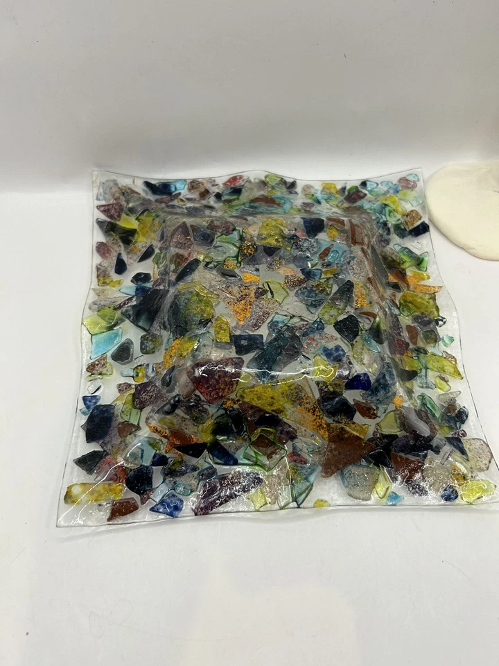 Fused Glass Plate, square  Glass Serving Tray, /ashtray 6.5" x 6.5" - Image 4 of 4