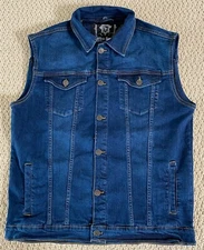 NWT Men's Nathan Denim Stonewash Blue Stretch Denim Jean Vest ALL SIZES