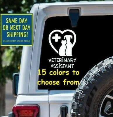 8 Sizes VETERINARY ASSISTANT Car Window Decal Sticker MacBook Laptop Tablet