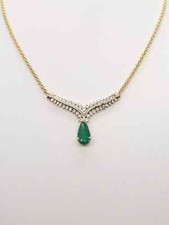 14K Yellow Gold Plated 2 Ct Pear Lab-Created Emerald Women's Wedding Necklace