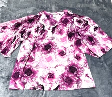 Catherines Top Women's 2X Blouse Tunic Plus Lightweight Bell Sleeve Flowing