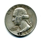 1957 D Washington Quarter 90% SILVER AMERICAN US 25 Cent U.S OLD Nice Coin #7544 — photo 1