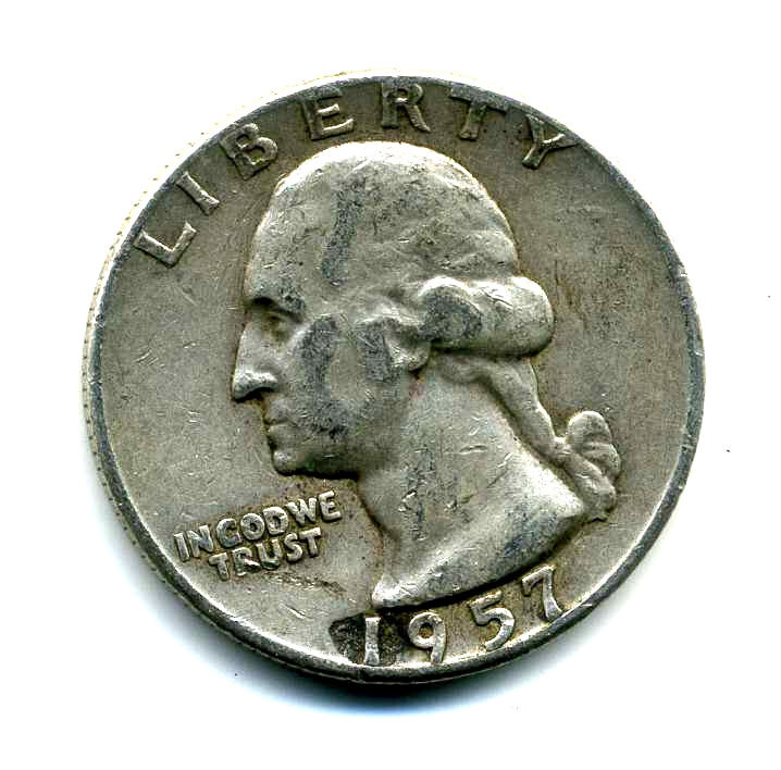 1957 D Washington Quarter 90% SILVER AMERICAN US 25 Cent U.S OLD Nice Coin #7544