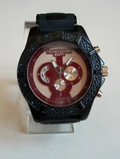 Men's Black Finish  Silicone Band Fashion Hip Hop Wrist Watch