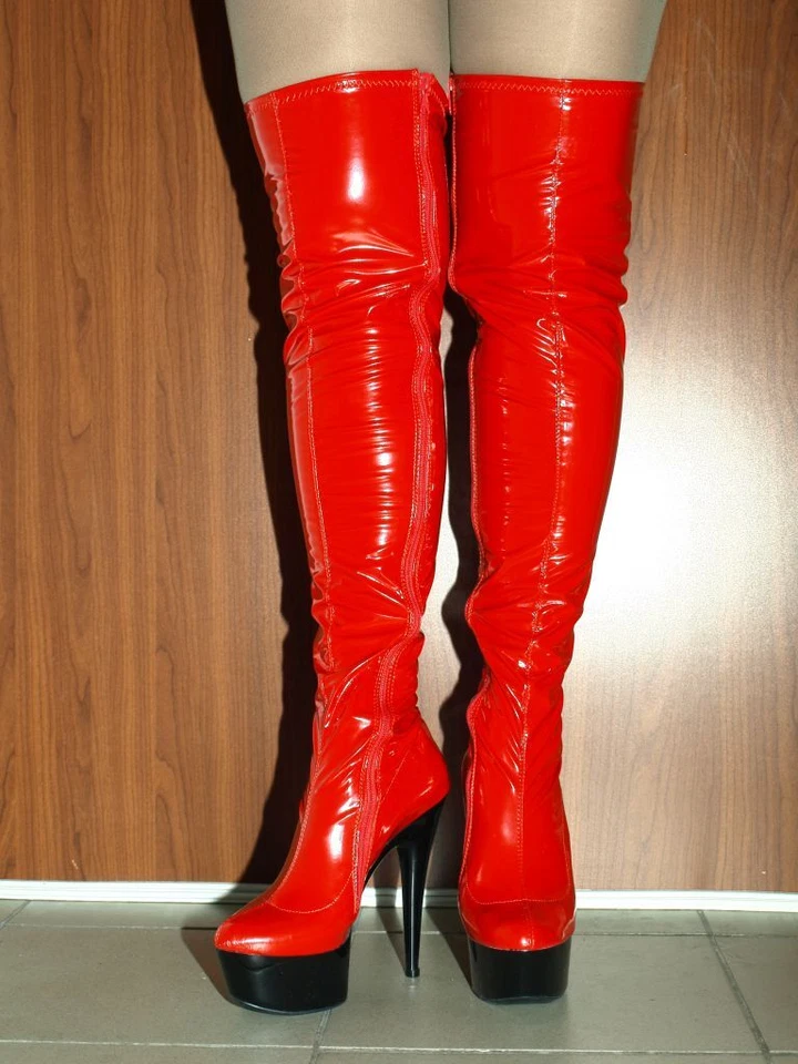 Plateau En PU Rouge Fait Main Neuf 15Cm De Talon Produit En Pologne - Photo 2/4