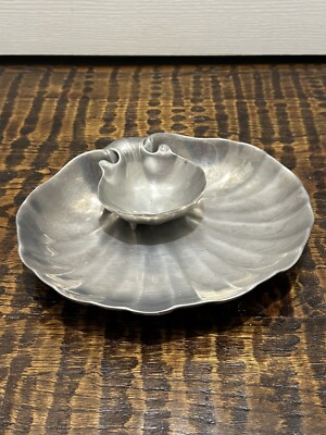 Wilton Armetale Pewter 2pc Shell Shaped Platter Hors D'Vres Chip Dip #356904 USA