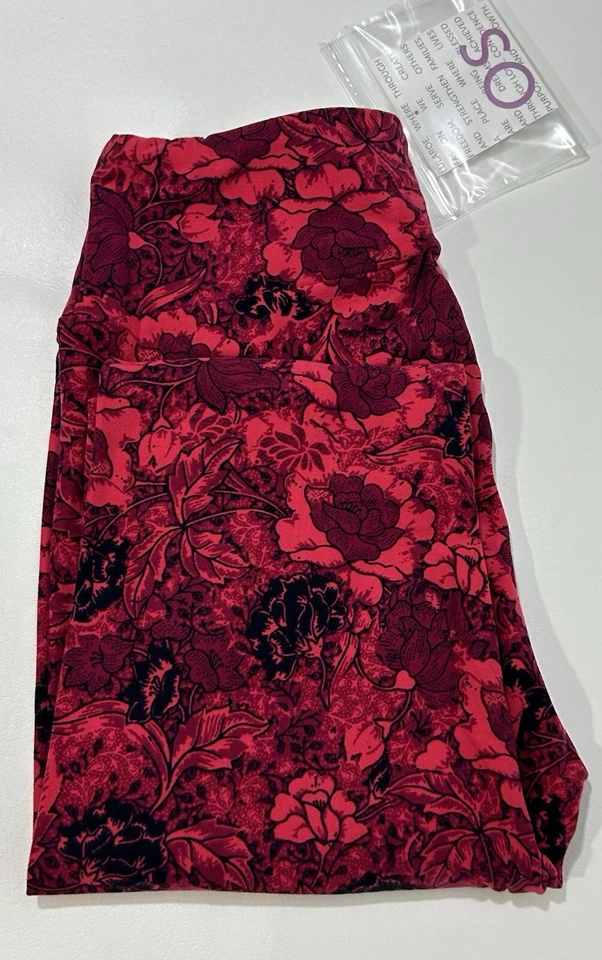 NWT LuLaRoe OS Leggings Pink W/ Floral Design - One Size - Image 2 of 4