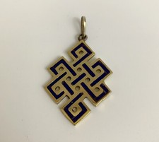 Tibetan pendant Endless Knot Pendant Nepal Pendant Lapis Pendant