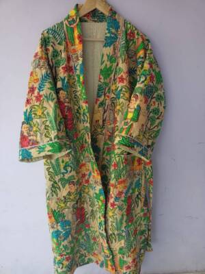 Farida Kahlo Long Kantha Steppjacke Winter Wear Indian Style Steppjacke