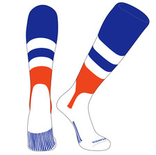 PEAR SOX OTC Baseball Softball Stirrup Socks (D, 5in) Royal, White, Orange