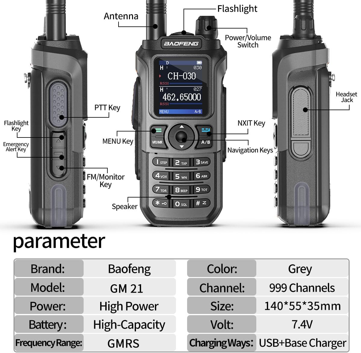 Police Fire Radio Scanner Handheld Transceiver Portable Antenna Dual ...