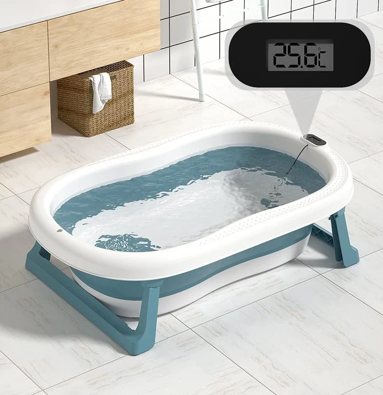 Baby bath with built in sale thermometer