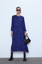 Zara ANIMAL PRINT DRESS-Blue-ref 0034/244-zebra print-size XS-NWT
