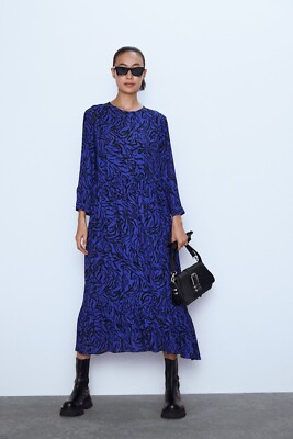 blue animal print dress zara Zara ANIMAL PRINT DRESS-Blue-ref 0034/244-zebra print-size XS-NWT