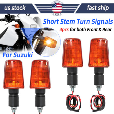 Short-Stem Turn Signals For Suzuki DR650 DR350S Bandit 600 1200 GSXR750 1100 4pc