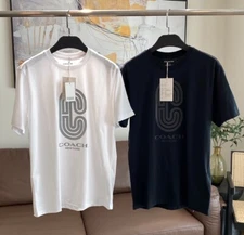 NWT COACH   Men's Women’s Unisex Big C White & black T-shirt  COTTON