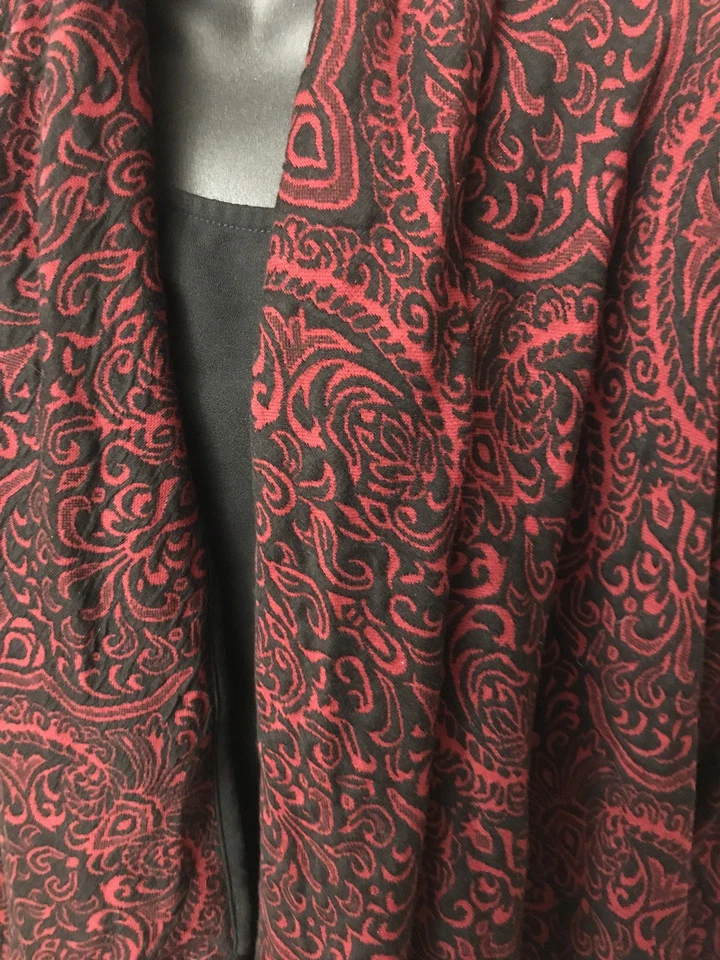 Cárdigan Spirited Randolph Duke para mujer rojo negro manga larga talla mediana Foto 2 de 4