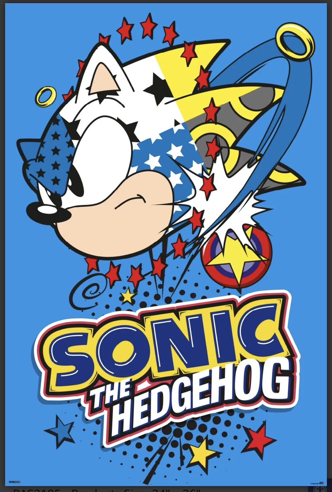 SONIC THE HEDGEHOG POP ART 24X36 POSTER SEGA VIDEO GAMES GAMING CLASSIC  TAILS!!!