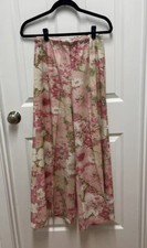 Vintage Palazzo Wide Leg Pants Pink Metallic Floral Rose