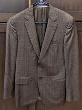 Men's CANALI Italy Wool Check Blazer Sports Coat Gray w/ Blue accents - 40 