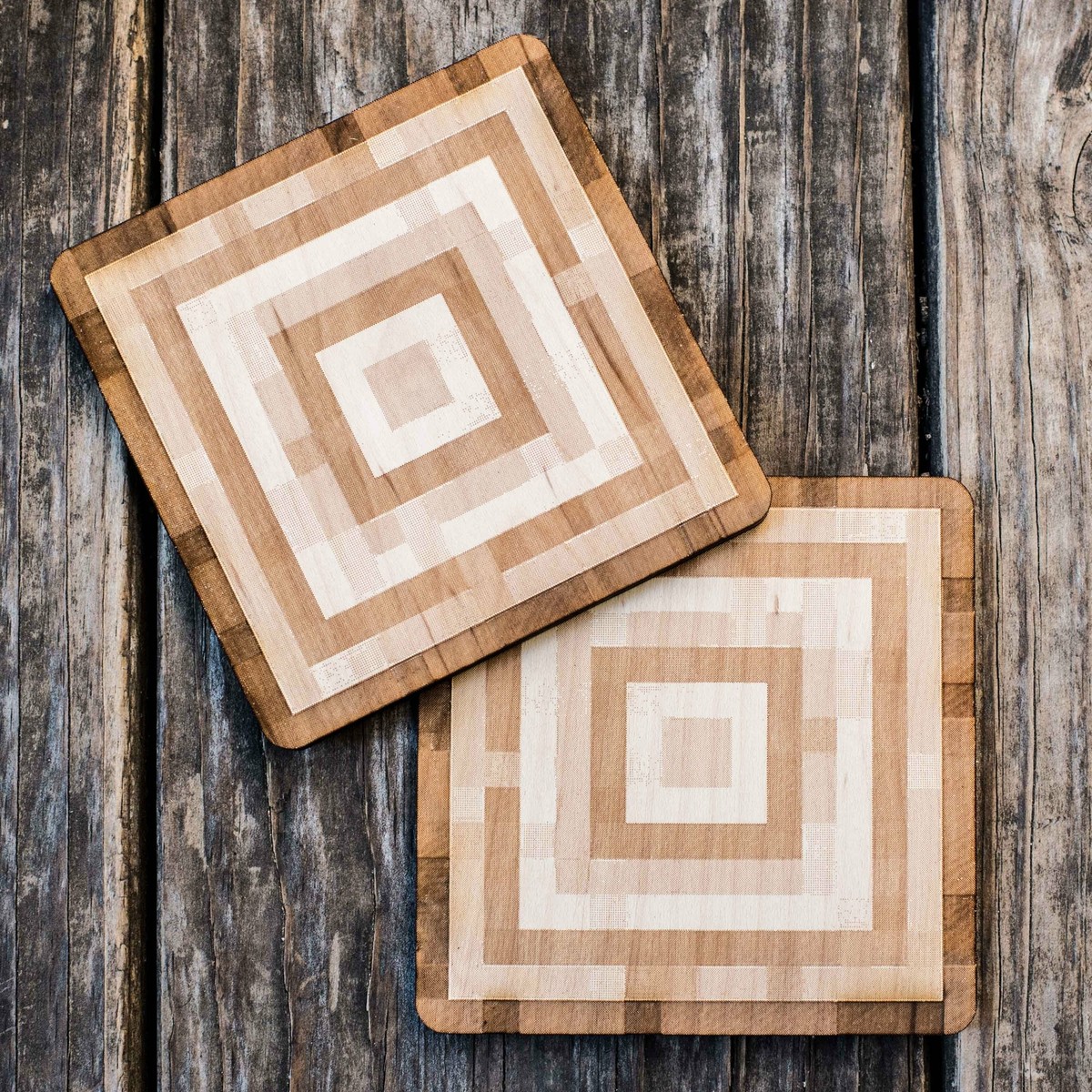 Drink it So Coaster Set of two 4x4in Raw Wood Drink it So Coaster Set of two 4x4in Raw Wood