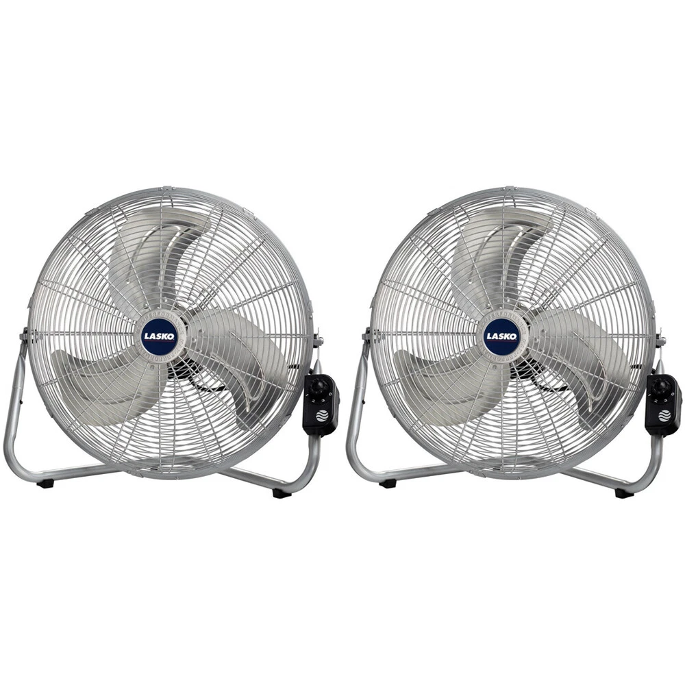 Lasko 20u0026#034; Max Performance High Velocity Floor/Wall Mount Fan Silver 2  Pack 46013454379 | eBay