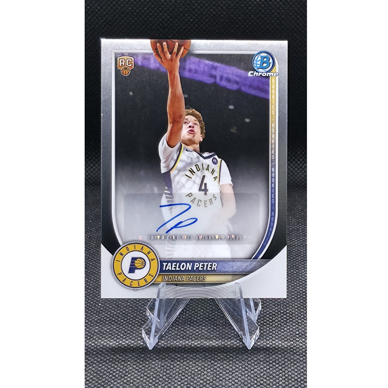 2025-26 Bowman Chrome Taelon Peter Chrome RC Auto #BCA-TE Indiana Pacers