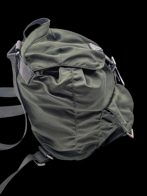 PRADA Mini Backpack Greenish Khaki Nylon Triangle Logo Italy | eBay
